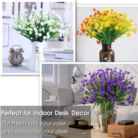 Artificial Flowers 20 Bundles Outdoor UV Resistant Plants Porch Garden Decor - Picture 4 of 7